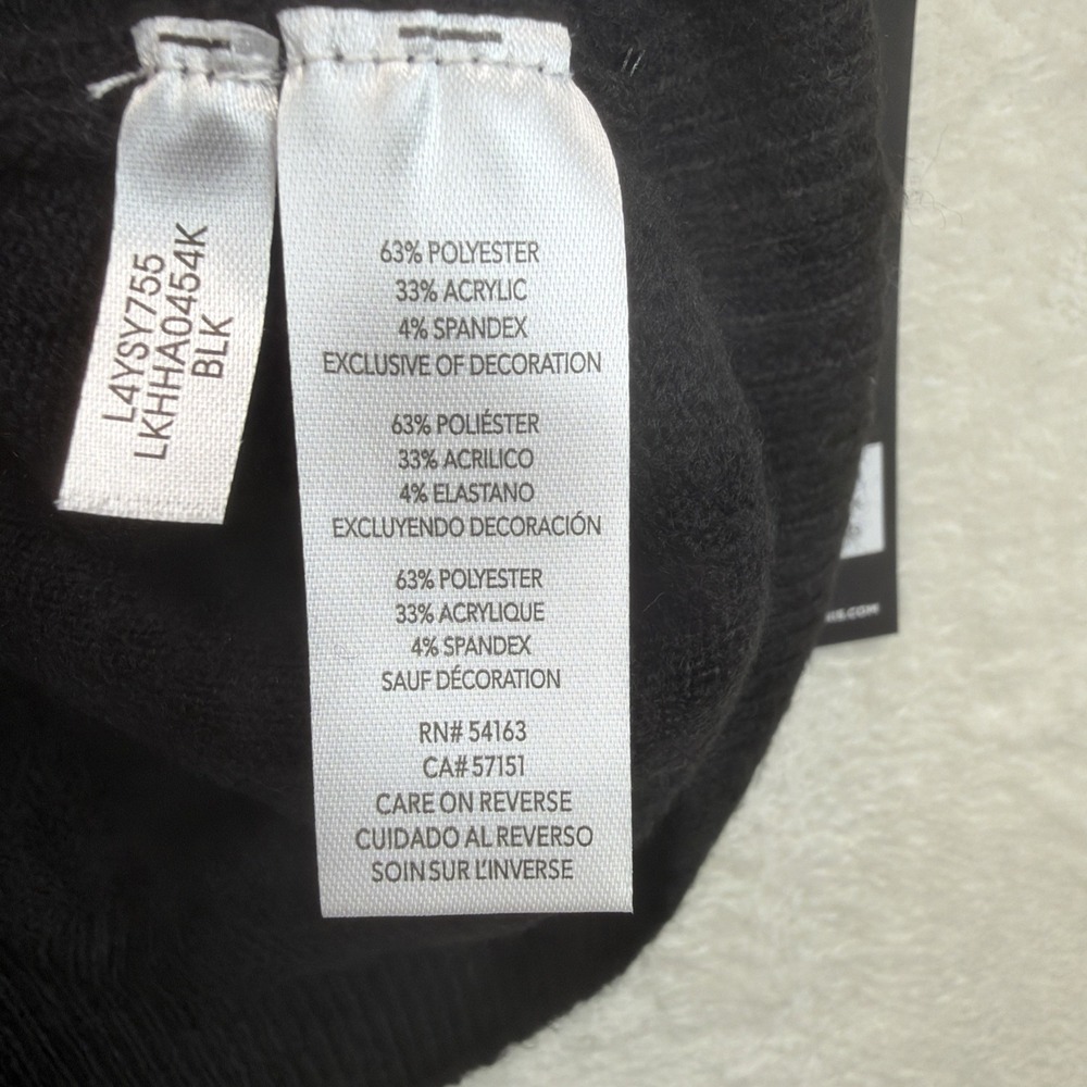 Karl Lagerfeld Paris C'est La Vie Embellished Ruffle Knit Top Black XL NWT - Picture 7 of 9